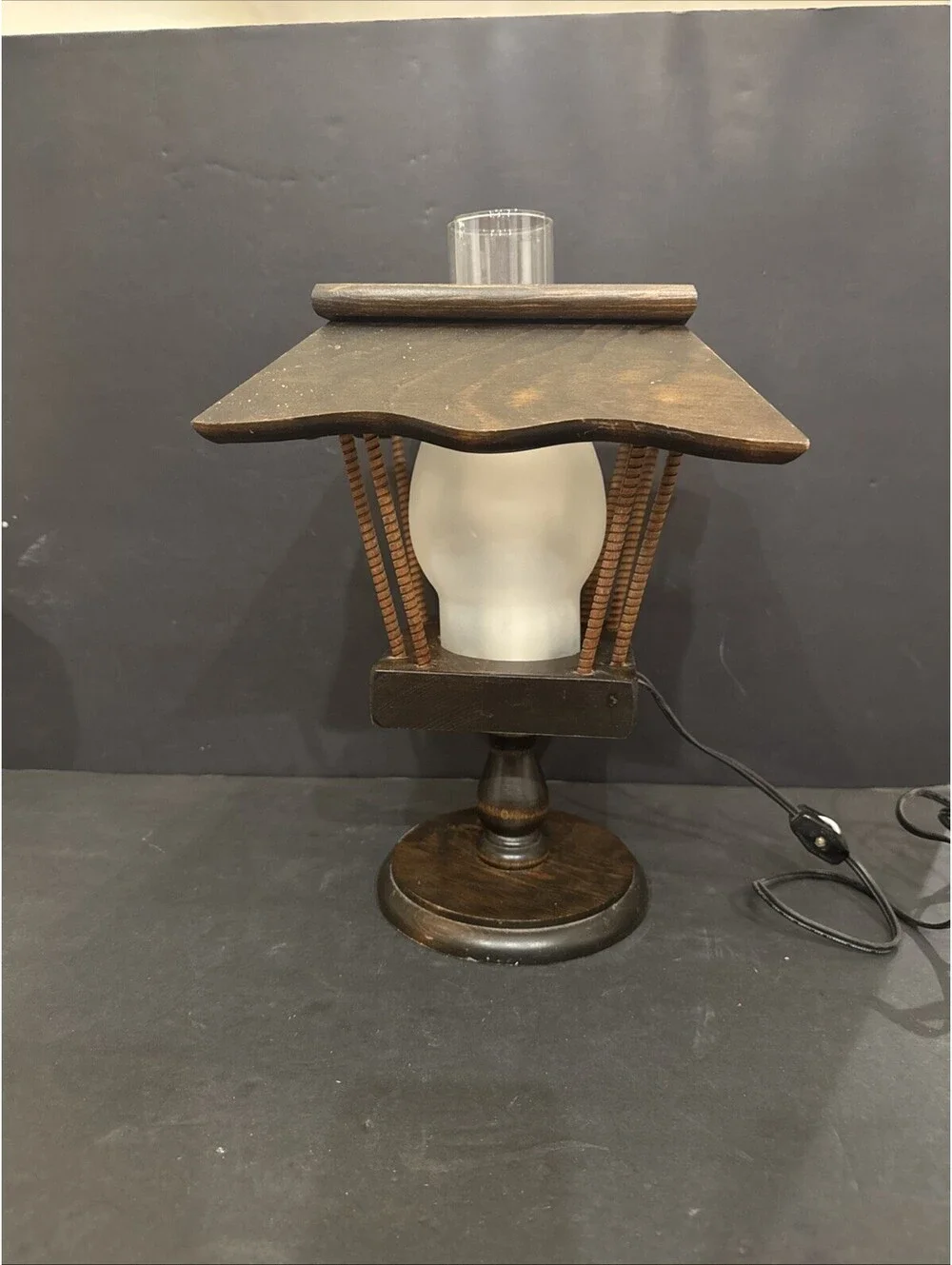 Vintage Wooden Chimney Shade Light Lamp Rustic Farmhouse Decor Electric